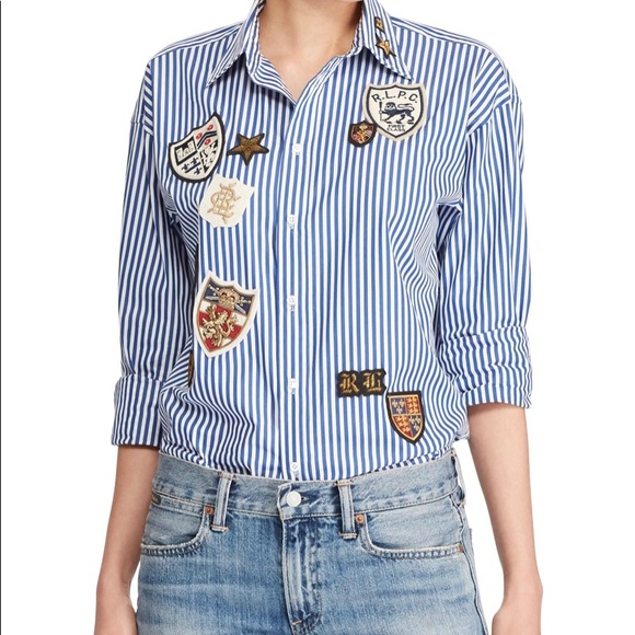Polo Ralph Lauren Tops - Polo by Ralph Lauren Striped Patches Button Down Shirt